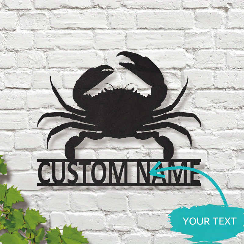 

Personalized Crab Metal Wall Art - Custom Name Sign For Home Decor, Perfect Gift For Crab Lovers, Easy Hang