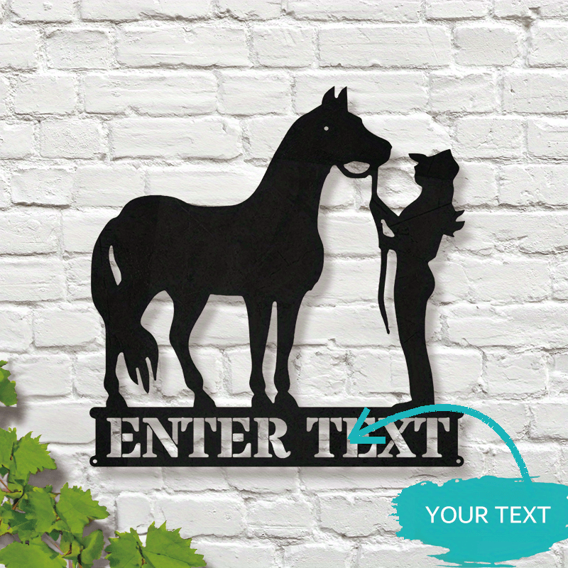 

Personalized Metal Wall Art - Custom Name Sign For Home Decor, Horse Themed Metal Plaque, Ideal Gift For Equestrian Enthusiasts, Contemporary Style, Wall-hanging, No Electricity Needed