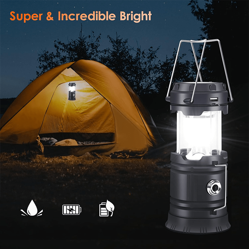 

Rechargeable Folding - Portable Dimmable Led Emergency Light With Hook, Phone Charger, Ideal For , , Hiking, And Power