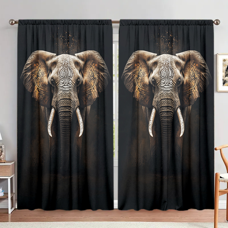 

2pcs Curtain Set - Rod For Privacy & Light Filtering, Living Room, Bedroom, And Dining Decor