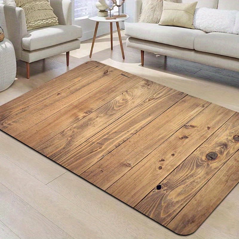 versatile retro wood grain area mat machine washable   living room bedroom     polyester with non slip pvc backing esports room bathroom entrance door decorative mat rectangle shape details 8