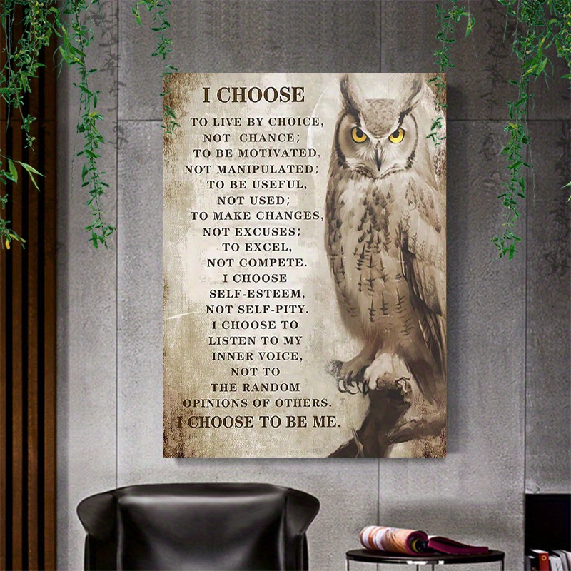 

1 Pc Wooden Framed Inspirational Owl Canvas Painting (1) Wall Art Prints Poster Wall Picture Decor For Home Gifts, Living Room, Bathroom, Bedroom, Kitchen