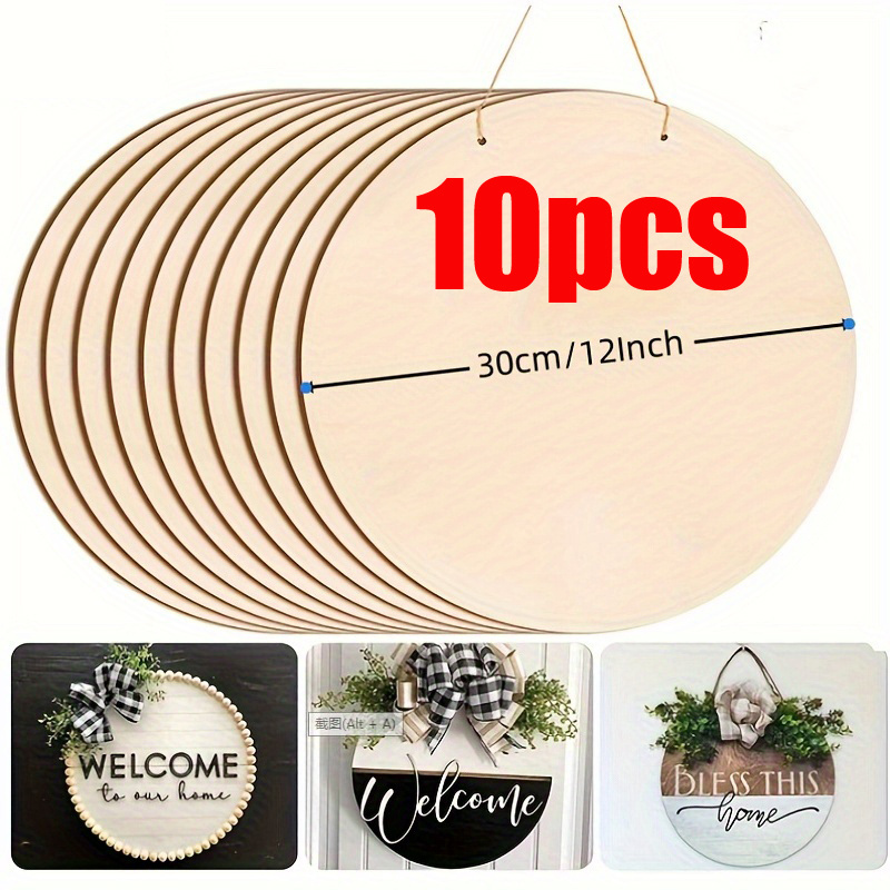 

10/ 5pcs Crafts Wood Rounds Hanging Sign, Wood Circles For Crafts, Diy Wooden Blanks For Projects, Door Hanger, Wood Burning, Painting, Christmas Thanksgiving Gift