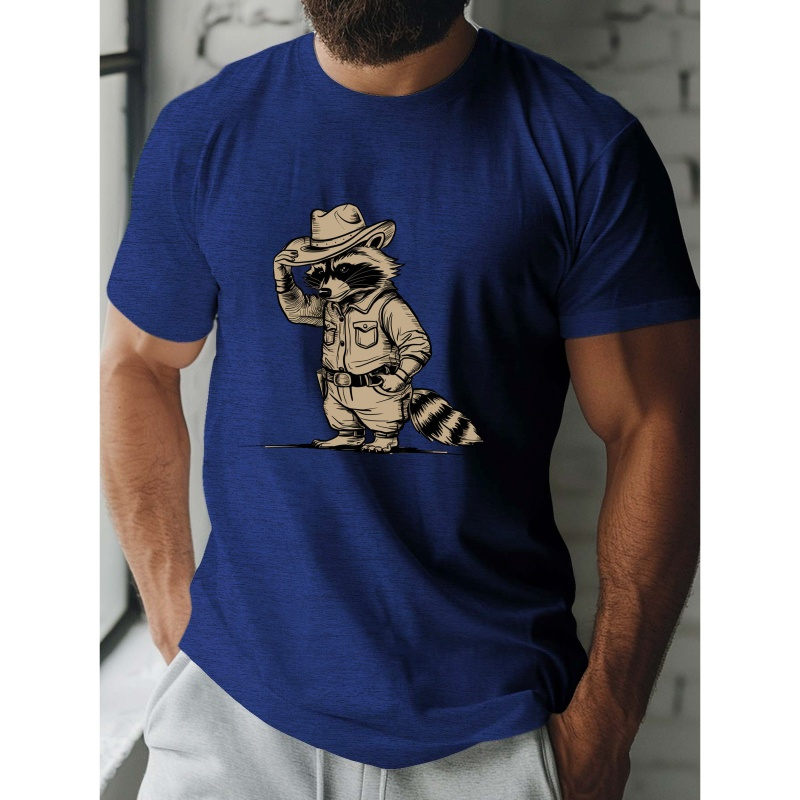 

Cowboy Hat Print Tee Shirt, Tees For Men, Casual Short Sleeve T-shirt For Summer