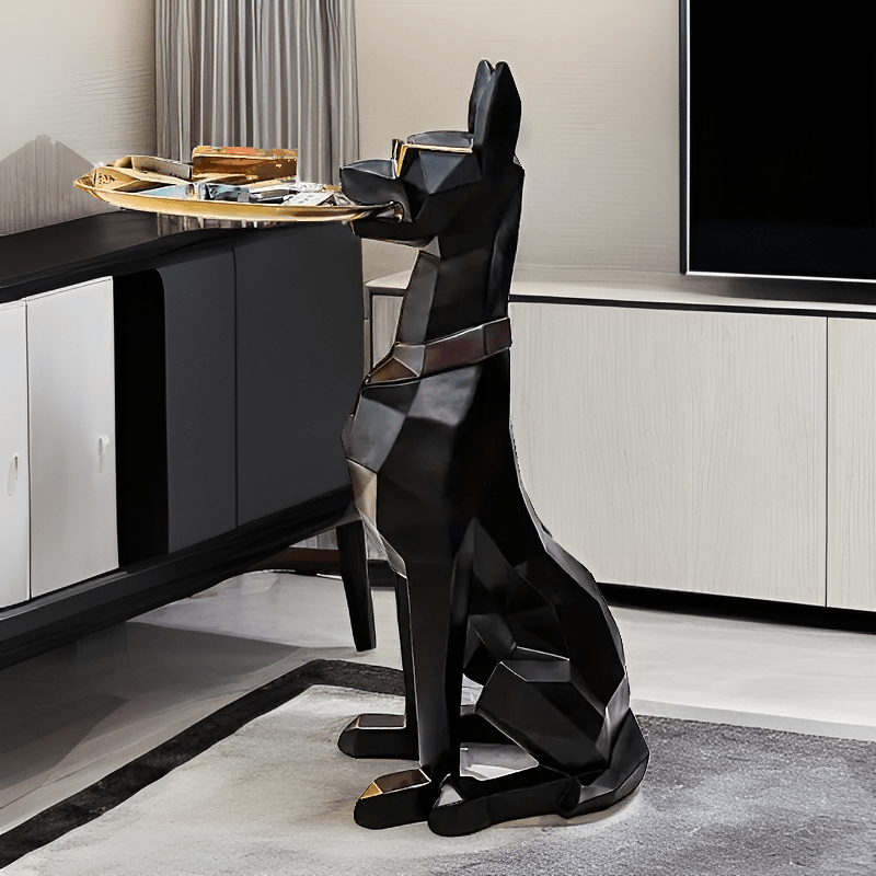 Image of A Large 29.1 Inch High-end Luxury Resin Doberman Figurine, Perfect For Use As A Decorative Tray Or Storage Piece Room, On The Tv Cabinet, Or The Sofa. A Gift For Housewarming. (non- Contact)