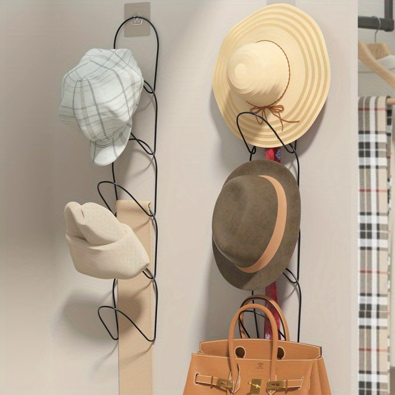 

5pcs Hat Rack Clothes Hanger, Storage Rack Hanging Baseball Cap Display Scarf, Storage Rack Handbag Towel Clothes Tie Hanging On The Door Wall Mounted