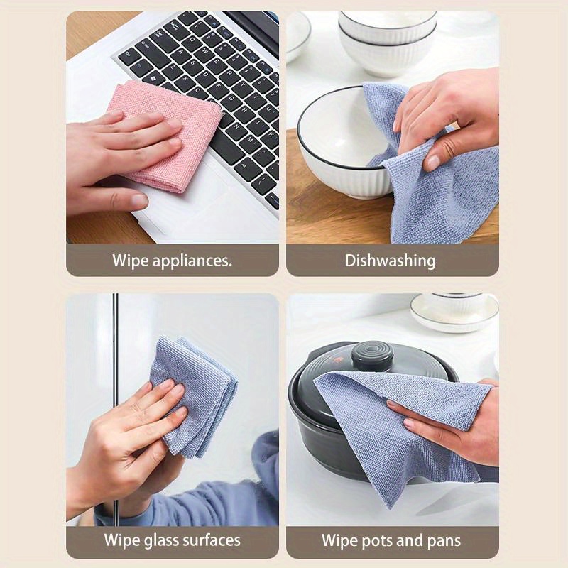 20 pack microfiber cleaning cloths non woven polyester fabric multi purpose absorbent wipes for kitchen bathroom living room outdoor oil water resistant cleaning rags details 5