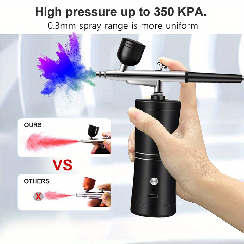 

Airbrush Kit With Compressor - 28psi High-pressure, Non-clogging Air Brush Set Cordless Rechargeable With 0.3mm Nozzle For Nail Art, Makeup, Painting, And Cake Decorating