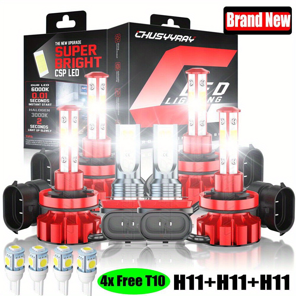 

6pcs Led Headlight Low +fog Bulbs Lexus 2011-2017, H11 H9 H8 120w 6000k 60000lm And