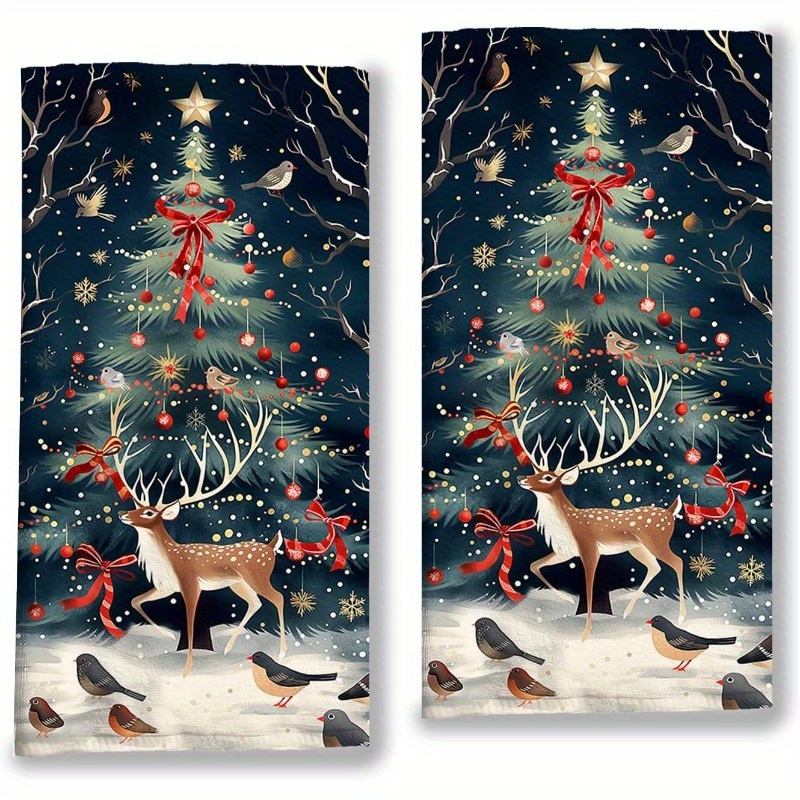 

2pcs & Christmas Towels - & , For , Bathroom, Gym, And Spa Decor, , 18x26