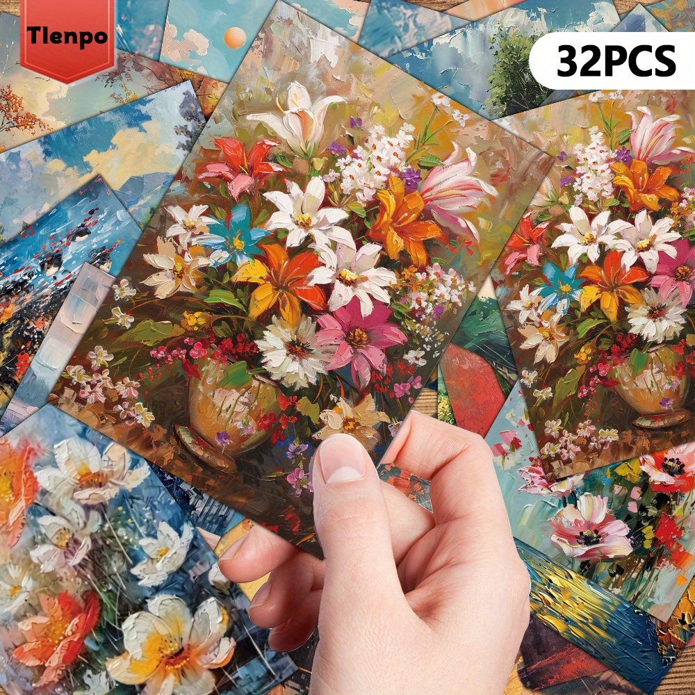 

Tlenpo Vintage Landscape And Floral Postcard Set, 32pcs – Assorted Travel And Scenic Architecture Themed Paper Postcards For Collecting And Mailing