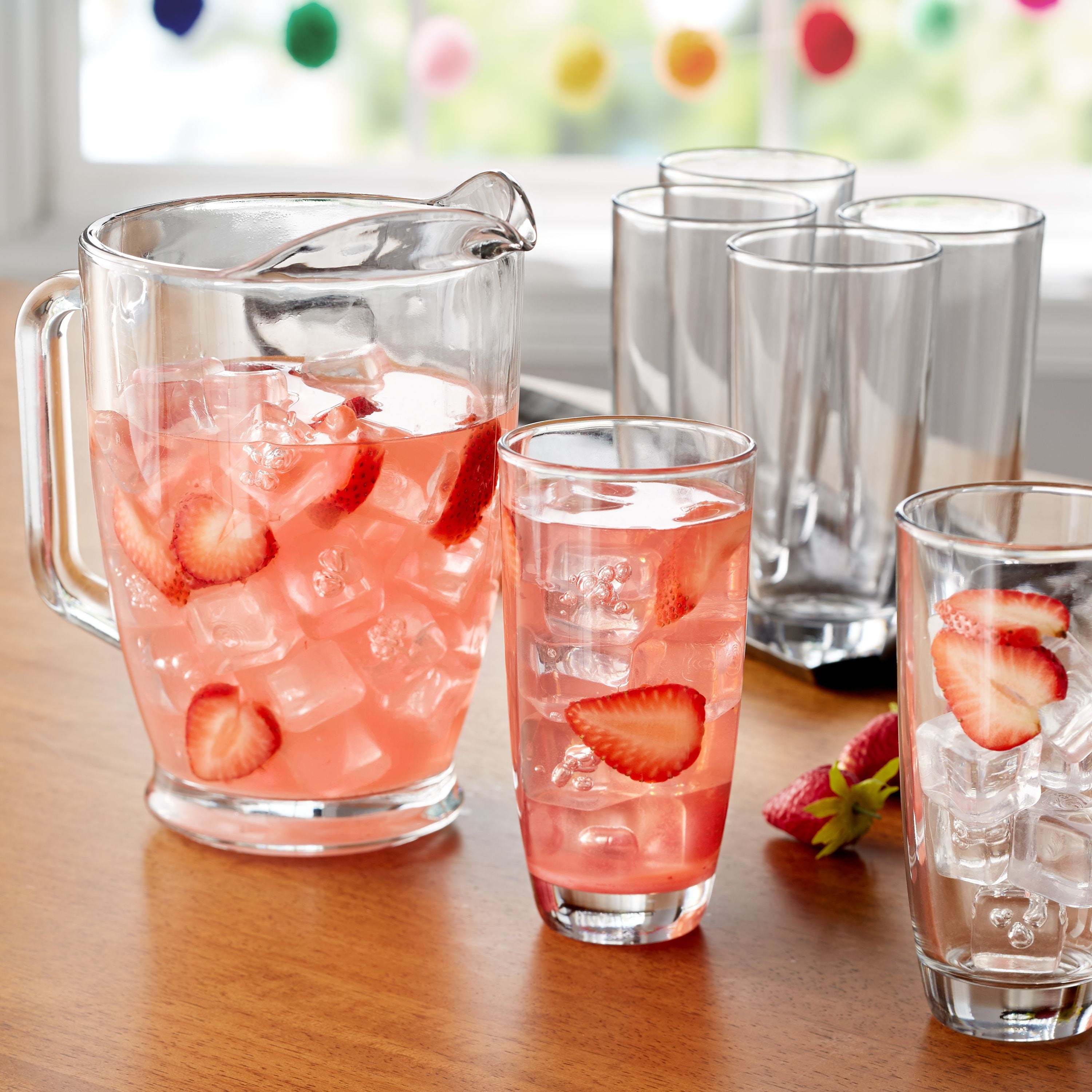 

7-piece Clear Glass Pitcher And Drinkware Tumbler Set