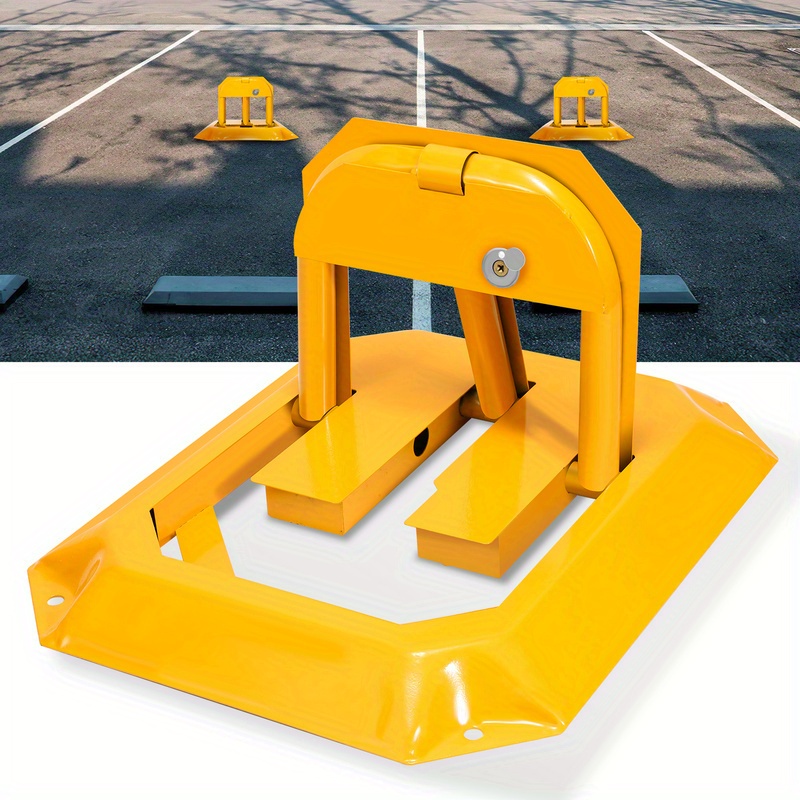 TEMU Barrières de stationnement, poteaux de barrière, prise au sol, bloqueur d'espace de stationnement extérieur, poteau de protection , 3 clés,