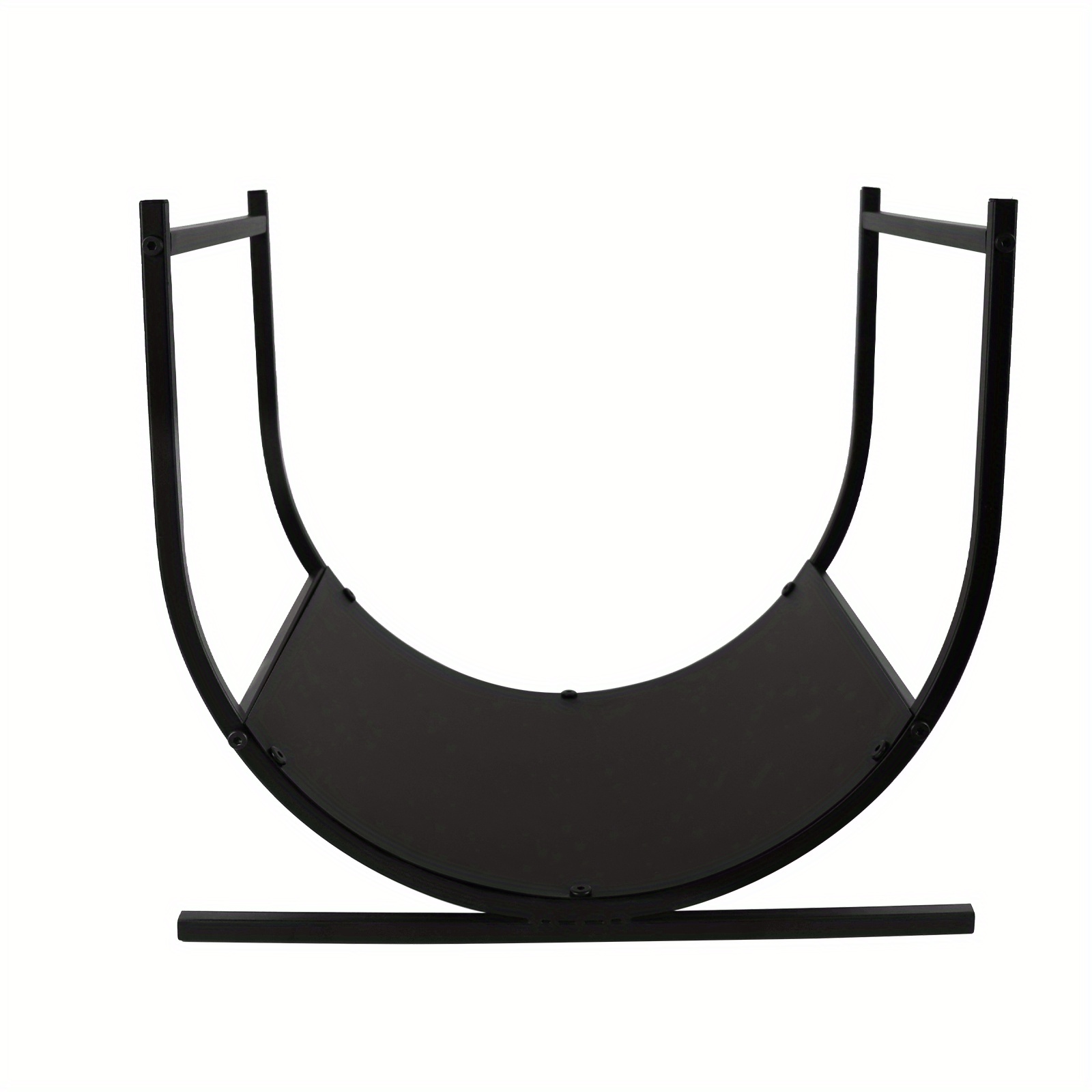 Indoor And Outdoor Firewood Storage Solution Featuring A Semi-circular Wooden Shelf And A U-shaped Metal Rack, Designed To Hold Logs (dimensions: 44 X 37 X 40 Cm)