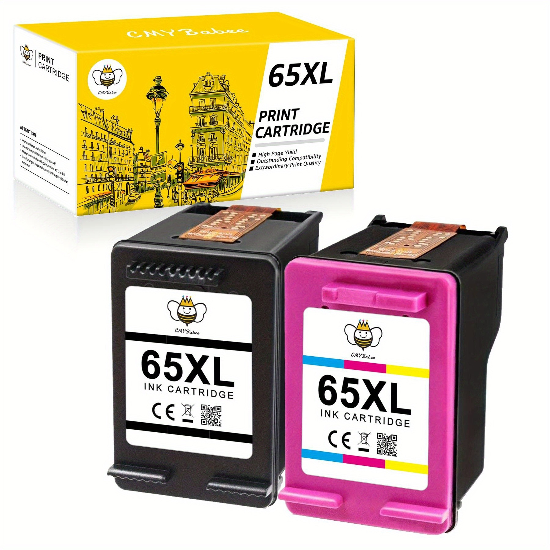 TEMU 65xl Black Color Ink Cartridge Compatible For Ink 65xl 65 Xl Compatible For 3755 Ink Cartridges 3700 3752 5055 5052 Printer
