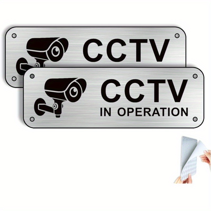 

2-pack Aluminum Cctv Surveillance Signs, Uv-resistant Security Camera Warning Plaques For