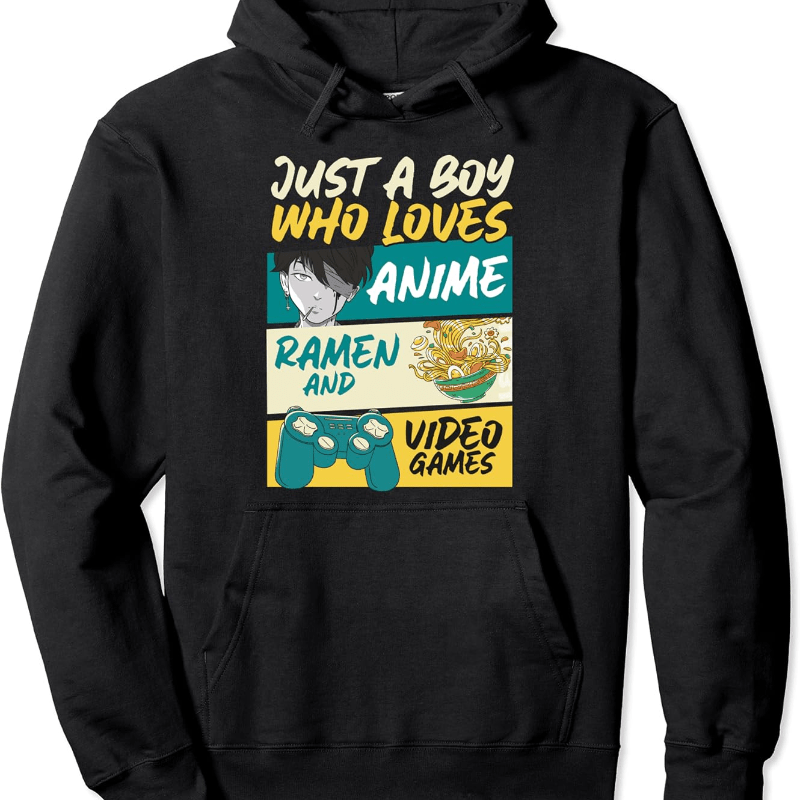 

Anime Ramen And Video Games, Gaming Pullover Hooded Sweatshirt, Sweatshirt, Crew Neck Sweatshirt, , Breathable, Casual Hooded Sweatshirt, , Casual