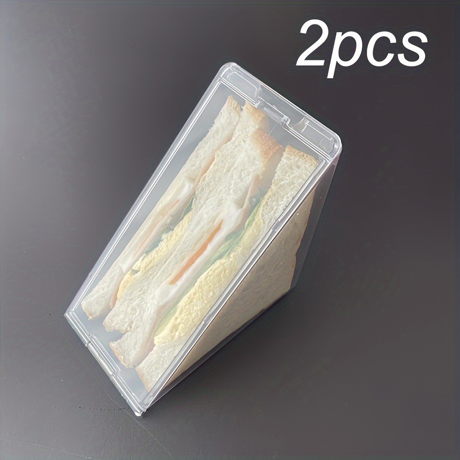 TEMU 2pcs Reusable Triangle Sandwich Storage Containers - Food-safe Plastic, Shatterproof & Stackable Design With -top Lid For Lunches, Meal Prep, -