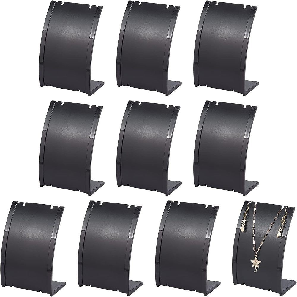 

10 Pcs Plastic Necklace Display Stands, Black, 7x10.2cm - Globleland