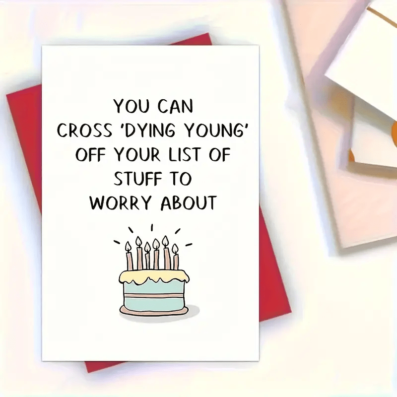 

2/ 4sets, Funny Getting Older Birthday Cards, Humorous Birthday Cards, Senior Birthday Cards, " Off Your List Of Things To Worry About Young" Cards With Envelopes,