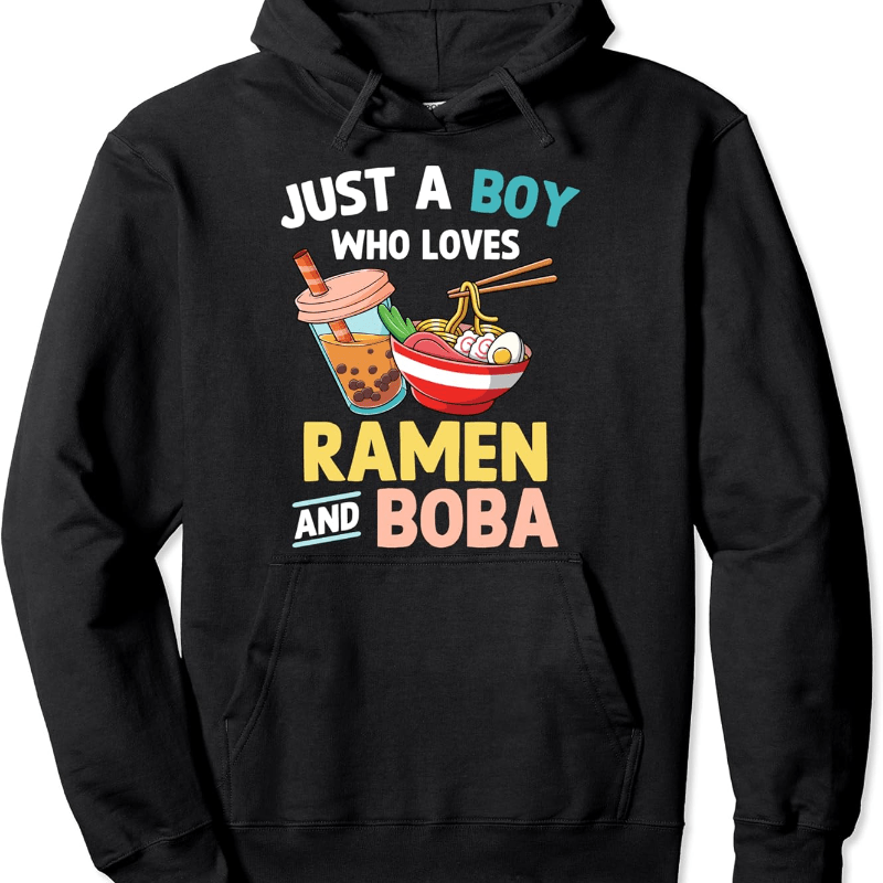 

Ramen And Boba Japanese Teen Boys Hooded Sweatshirt, Sweatshirt, Crew Neck Sweatshirt, Ultra Soft, Breathable, Casual Hooded Sweatshirt, , Casual