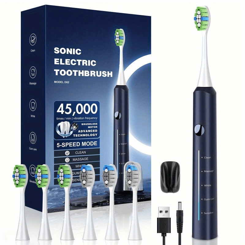 

To Charging Electric Toothbrush With Long- 120 Days Battery, 6 Brush Heads And Electric Toothbrush 120 Days Long , , Brush Heads: 6 Pieces