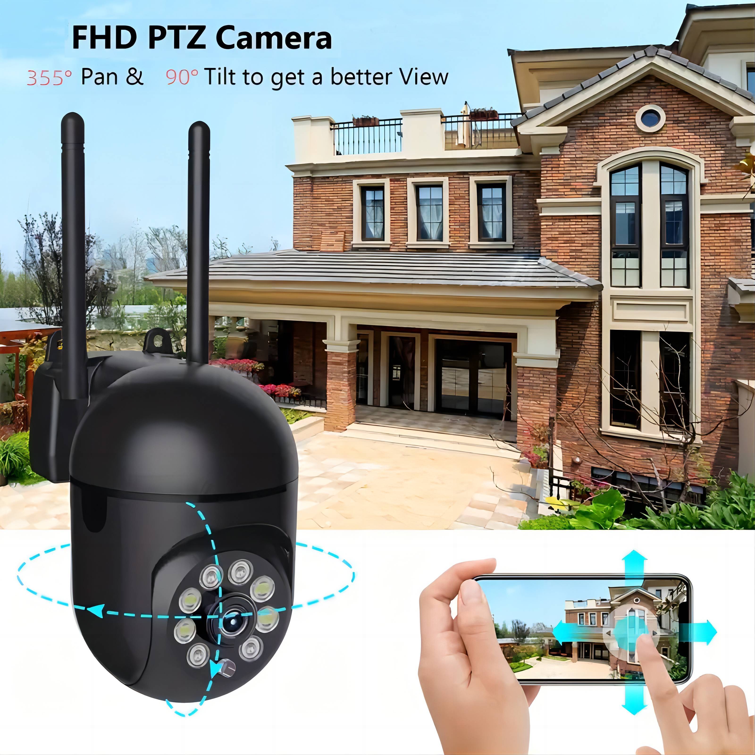 1pc 1080  security camera hd 1080  security camera home surveillance with 2 4ghz wi fi auto tracking day night monitoring human pet detection outdoor video monitor 1080p wi fi camera with night vision compatible with smartphones usb powered 36v multi functional with two way audio and motion alerts details 12