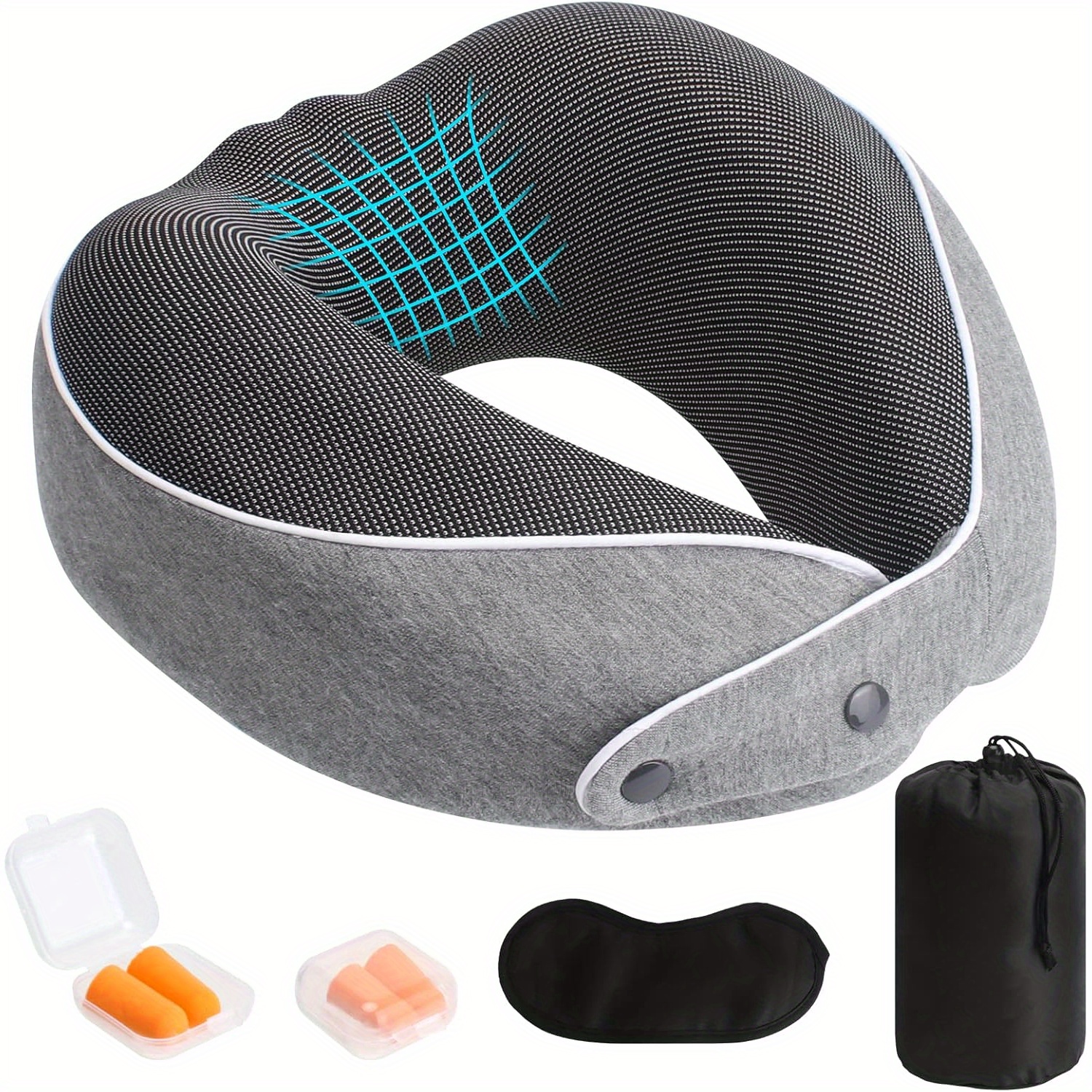 TEMU Heqishun Neck Pillow, Aeroplane Travel Pillow, Travel Neck Pillow, Ergonomic Travel Neck Support Pillow, Neck Pillow With Sleeping Mask, Ear