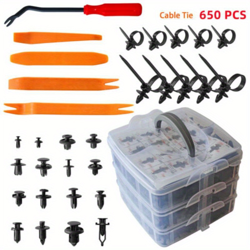 

Car Retainer Clips Bumper Clips Plastic Rivets 650pcs Metal Screw Panel Clips With 20 Cable Ties And Fastener Remover For Gm Ford Toyota Honda