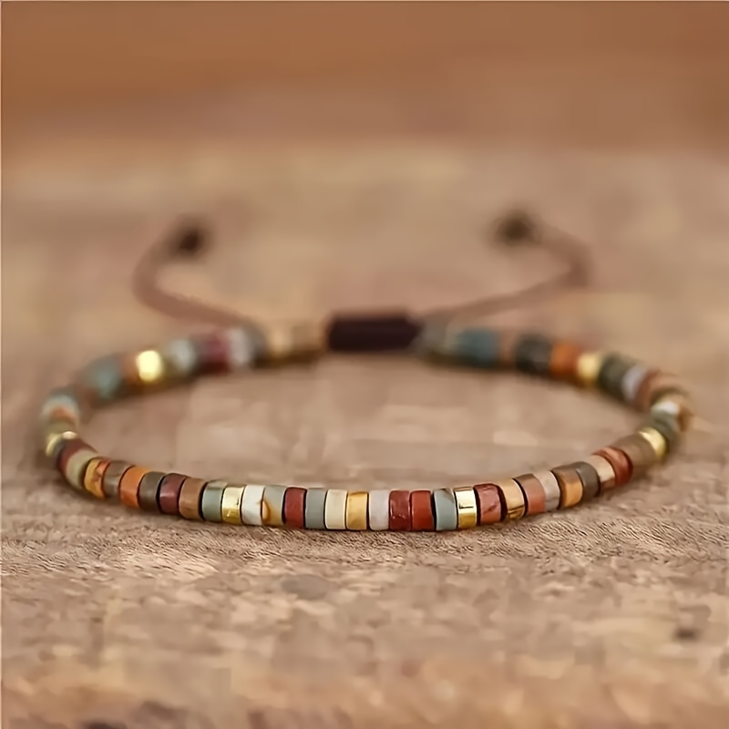 TEMU Stone Bracelet Separated Beads Beaded Braided Rope Adjustable