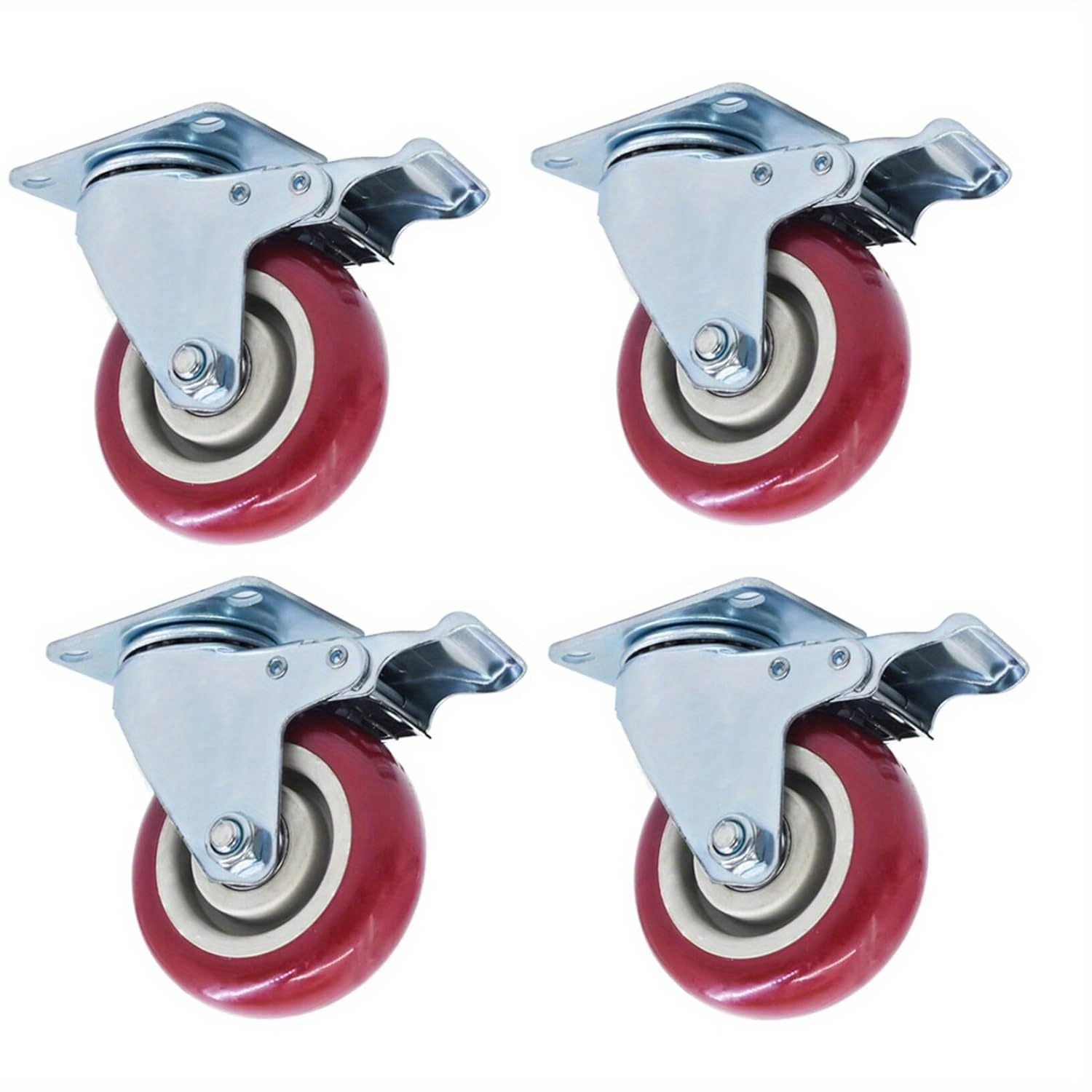 

4pcs Heavy Duty 4-inch Red Swivel Caster Wheels - 360° , Smooth , Steel & Polyurethane Construction For Use, Smooth Wheel | Vibrant Red Wheels | Frame Construction, Heavy Duty Caster Wheels