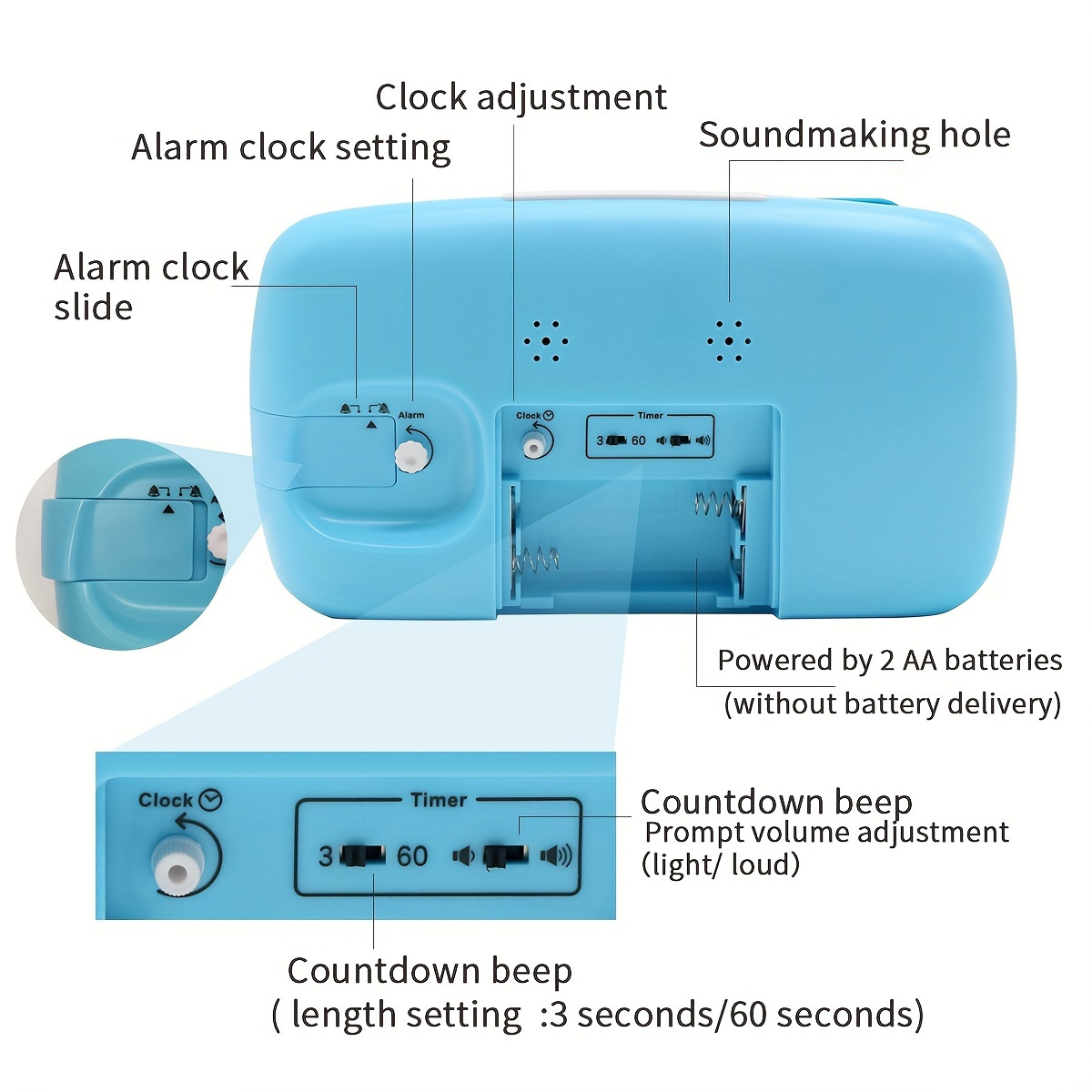 dual screen visual timer with alarm clock silent battery powered time management tool for   or work aa batteries not included details 5