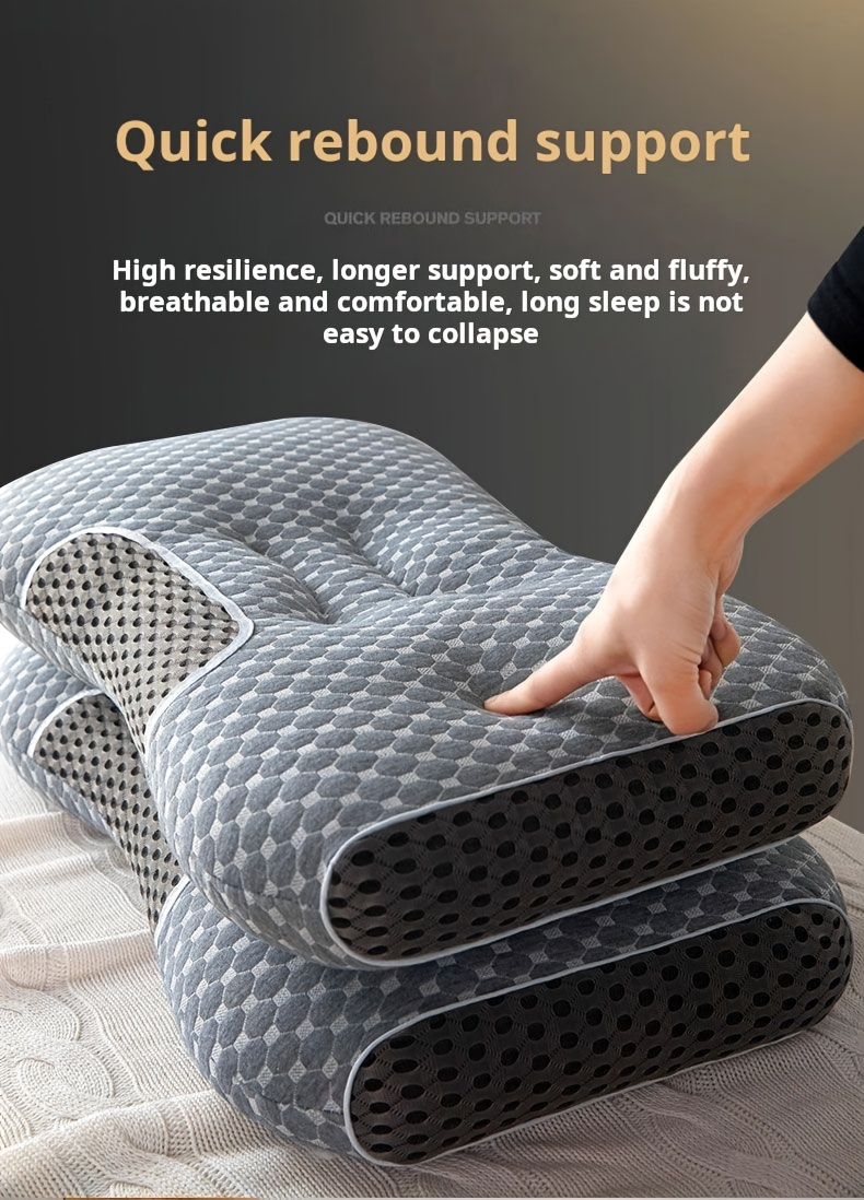 breathable knitted pillow with cervical support soft moisture wicking sleep massage core for comfortable bedroom living room decor details 10