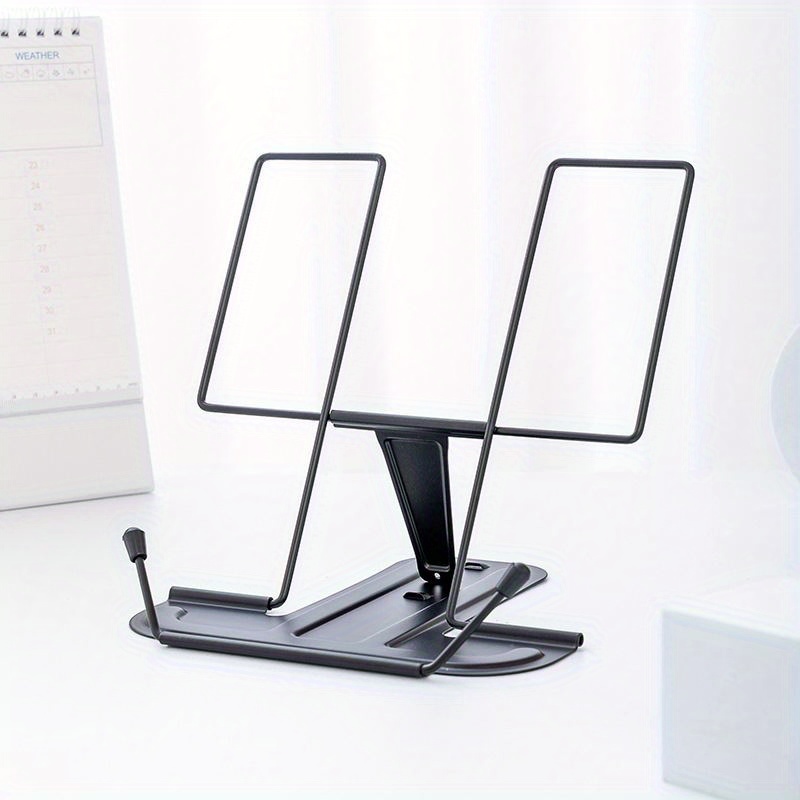 TEMU Adjustable Iron Book Stand - Metal Desktop Reading Holder With Sturdy Frame For Books, Tablets, And Textbooks