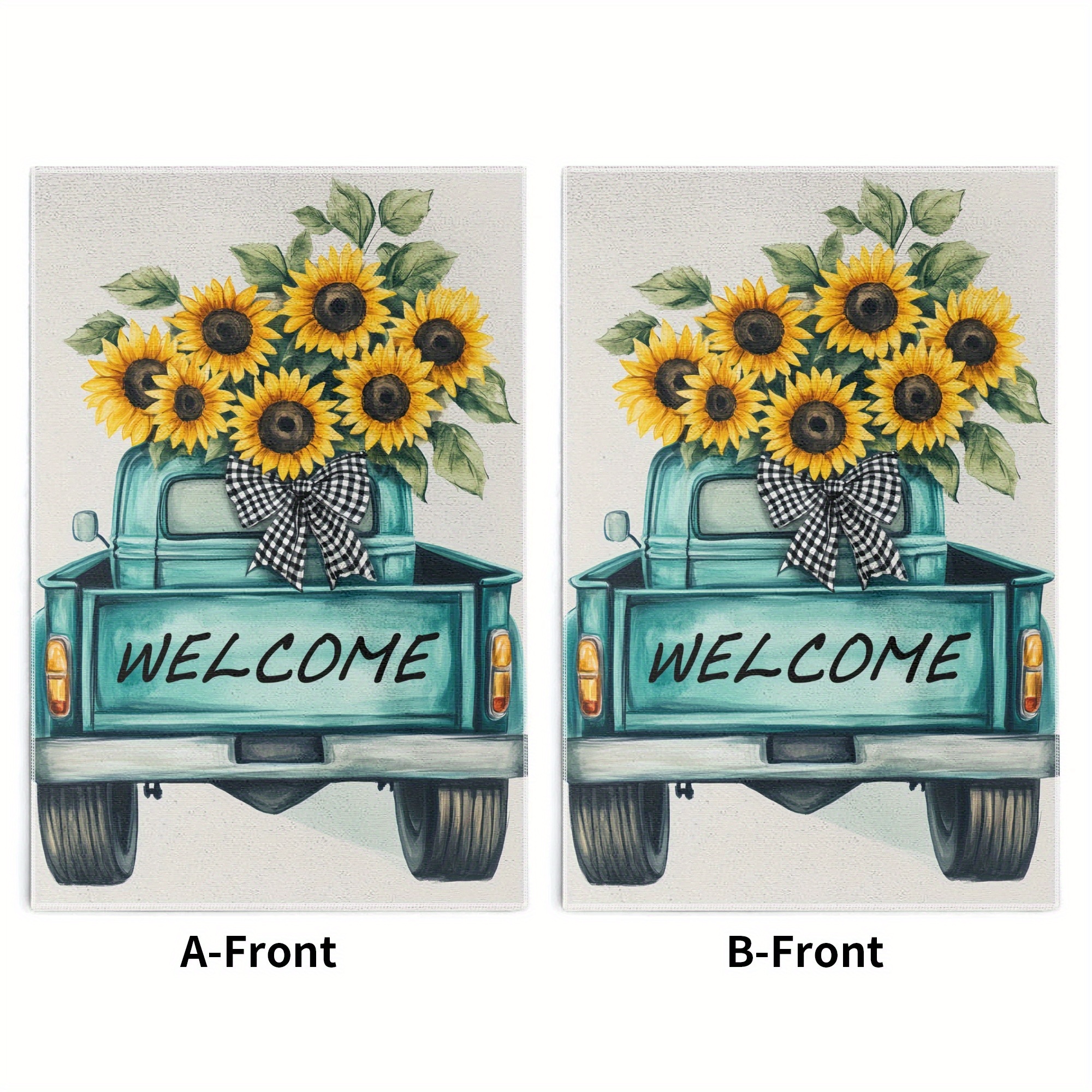 

2-pack Polyester Sunflower Truck Kitchen Towels - Modern Woven Oblong Dish Cloths With 0 Twist, Hand Wash Only - Decorative Absorbent Tea Towels For Kitchen And Room Decor, 18x26 Inch