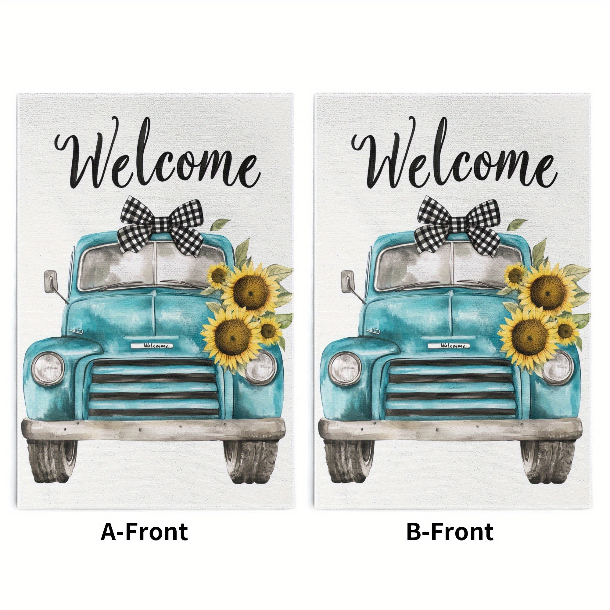 

2pcs Sunflower Truck Design Kitchen Towels - Ultra Absorbent, Non-twist, Polyester Dish Cloths For Cooking, Baking, And Decor, 18x26 Inches