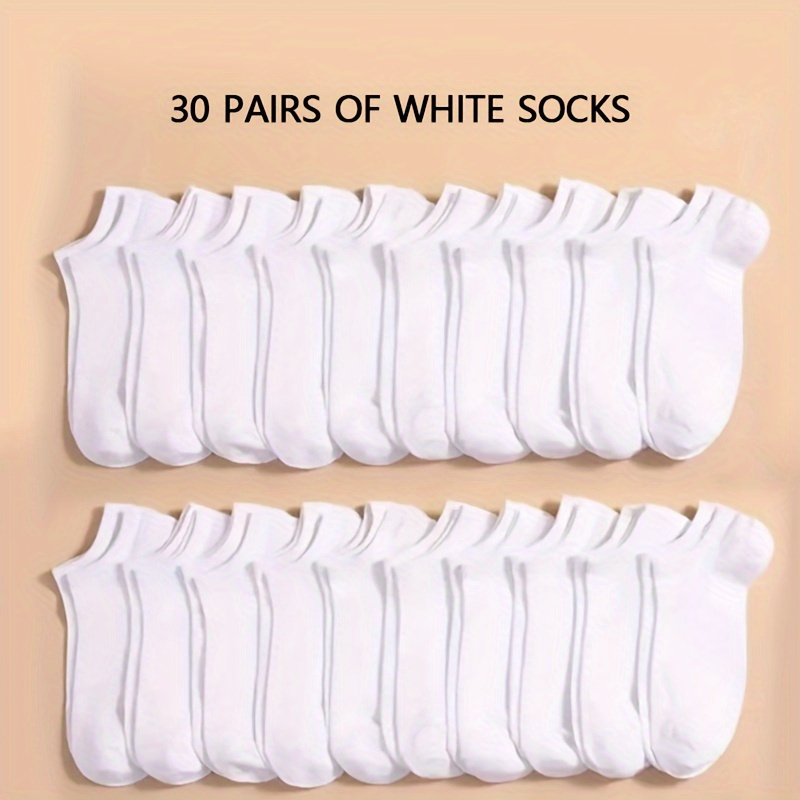 TEMU 30 Pairs Of Thin Socks For , Solid Color Knitted Ankle Socks, Anti Slip, Odor Proof, Moisture Wicking, Suitable For Outdoor Sports Socks