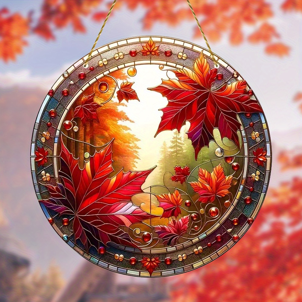 

1pc, Fall Harvest Acrylic Sun Catcher Maple Leaf - No-feather Elegant Hanging Decoration For Autumn Celebrations, Porch, Garden, Office, Wall Art & Fall , Ideal Gift For Friends