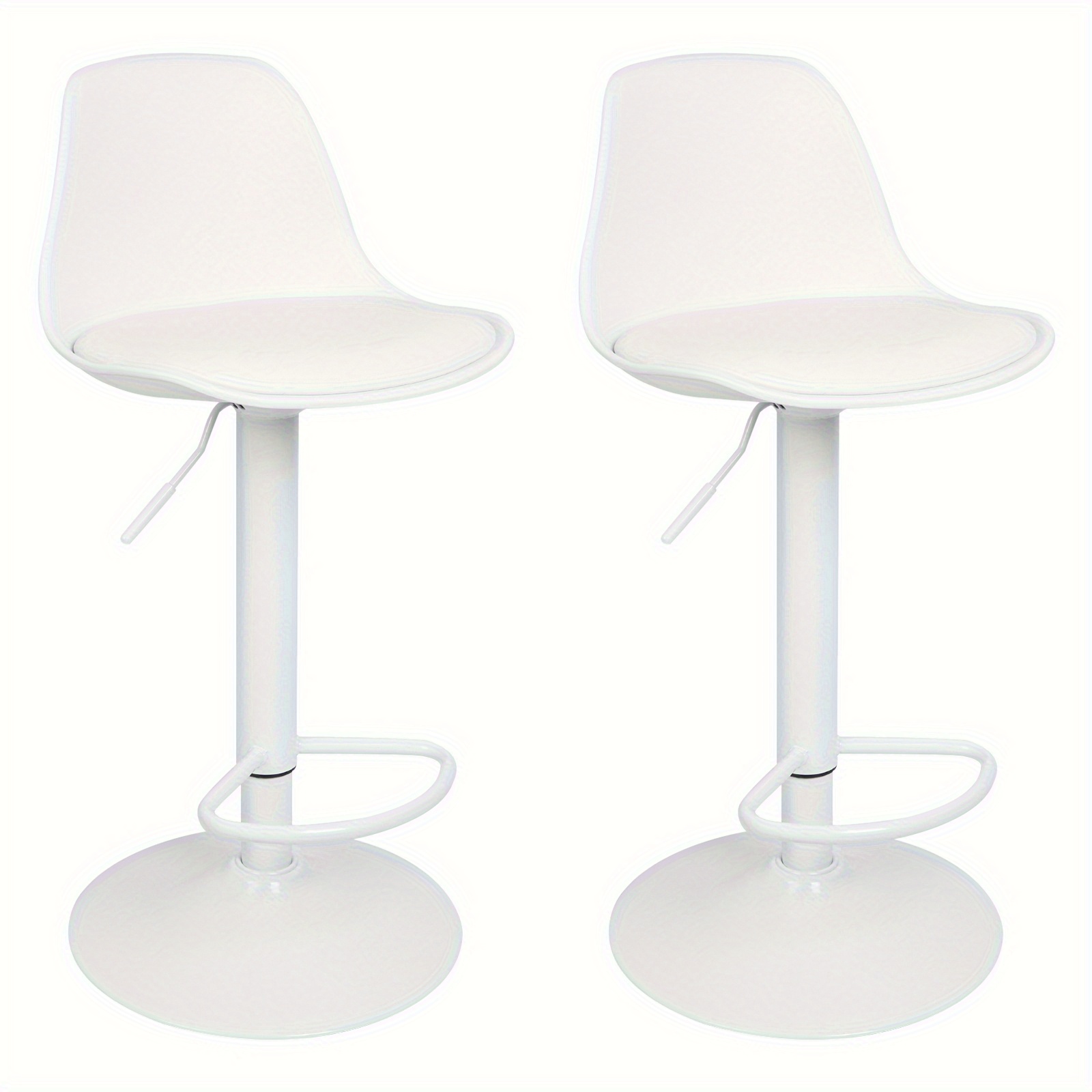 TEMU 2pcs For Bar Chair Set, Swivel, Adjustable Height, Synthetic Faux Leather For Bar Stools For Bars, White