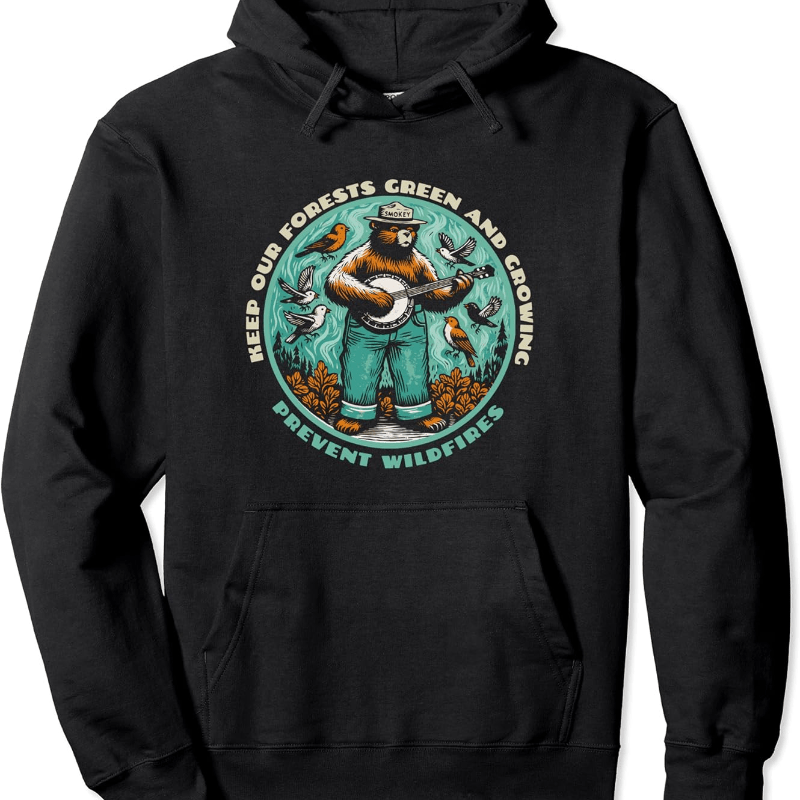 

Bear Playing Guitar Trendy Cotton Hooded Sweatshirt, Street Style Sweatshirt, Crew Neck Sweatshirt, Ultra Soft, Breathable, 4 Seasons Casual Hooded Sweatshirt, Perfect For Daily Wear, Casual Outings