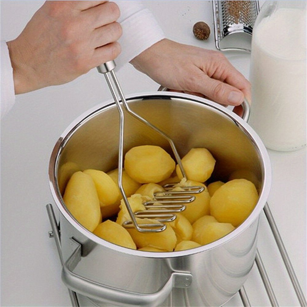 2pcs stainless steel potato masher set ergonomic   versatile for mashing potatoes fruits beans essential kitchen gadget potato masher stainless steel heavy duty details 1