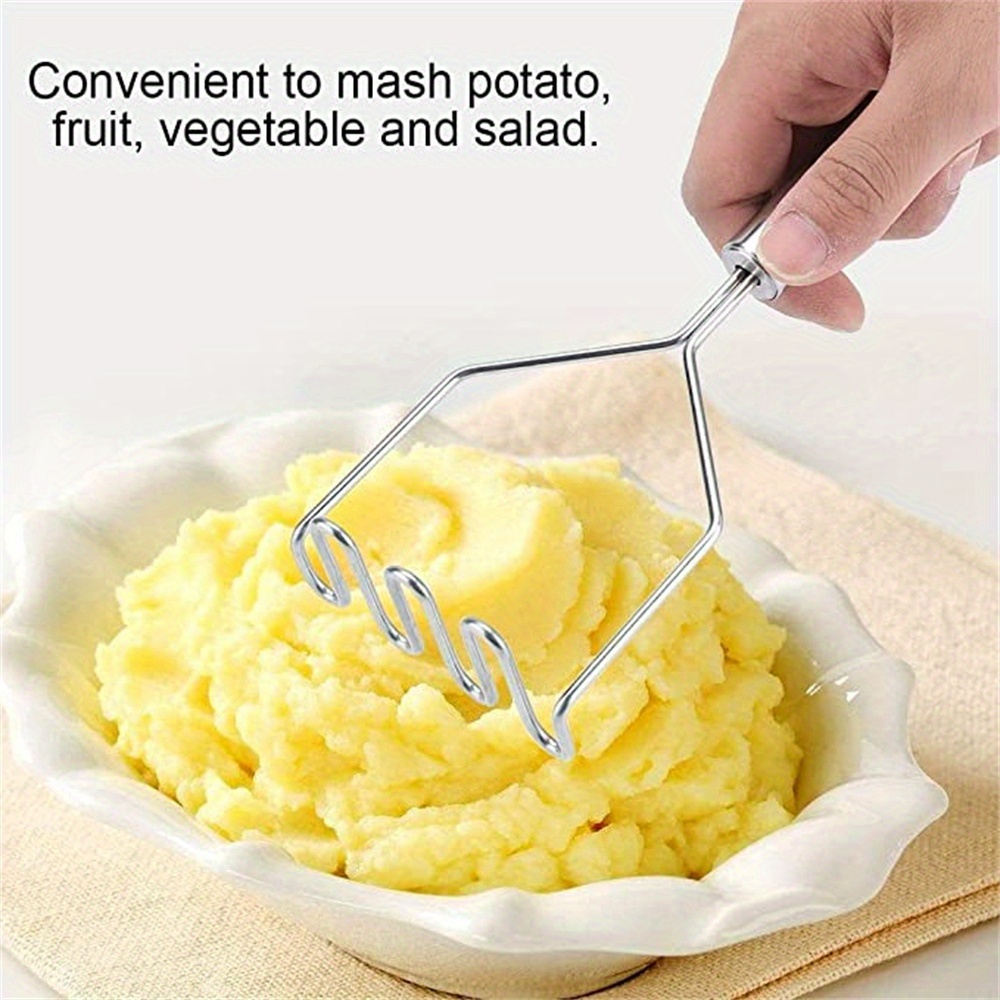 2pcs stainless steel potato masher set ergonomic   versatile for mashing potatoes fruits beans essential kitchen gadget potato masher stainless steel heavy duty details 4