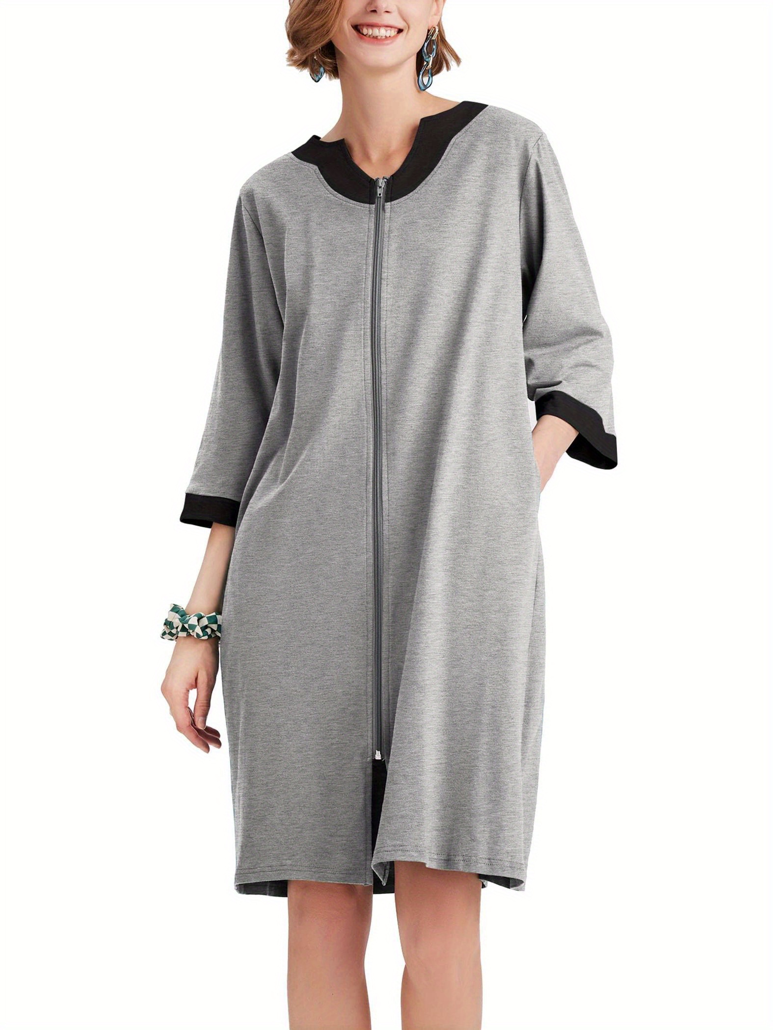 Womens Robes Zipper Bathrobe Plus Size Women Plus Sizes Zipper
