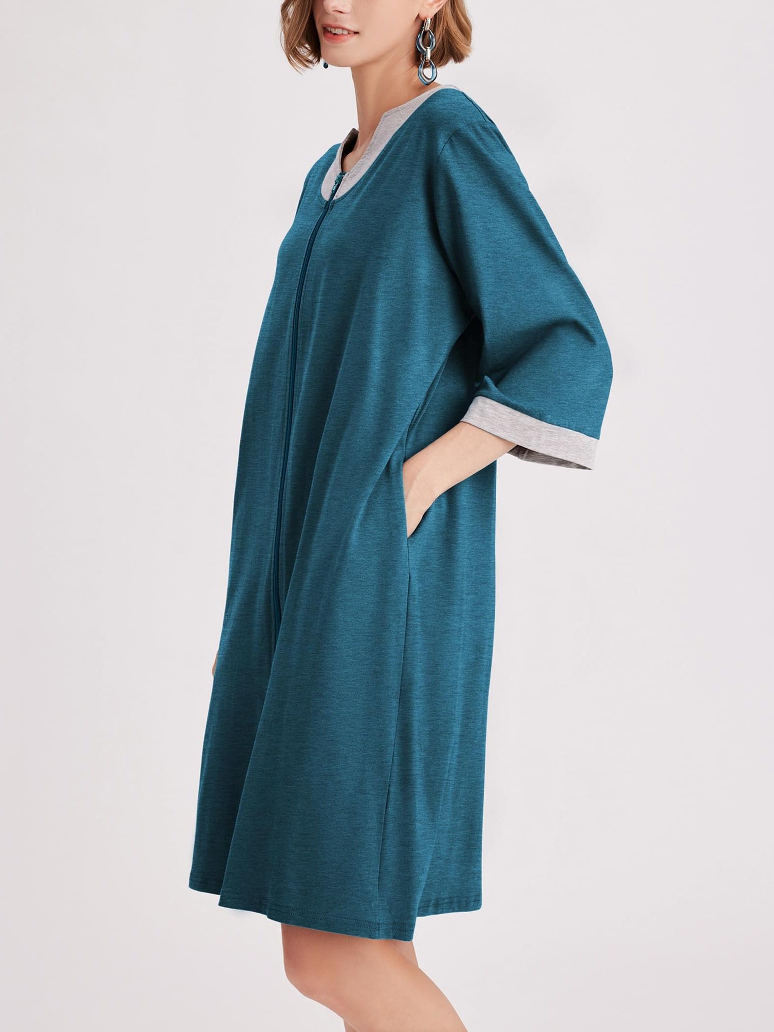 women plus sizes zipper robe sleeve bathrobes short Temu