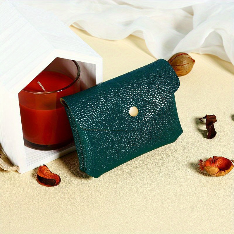 1pc Lychee Patterned Small Wallet Fashionable Pu Multi Slot Card Bag Large Capacity Women' Purse
