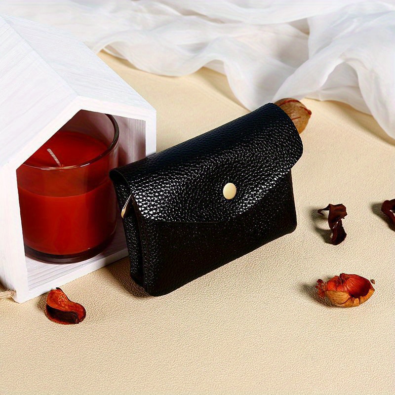 1pc Lychee Patterned Small Wallet Fashionable Pu Multi Slot Card Bag Large Capacity Women' Purse