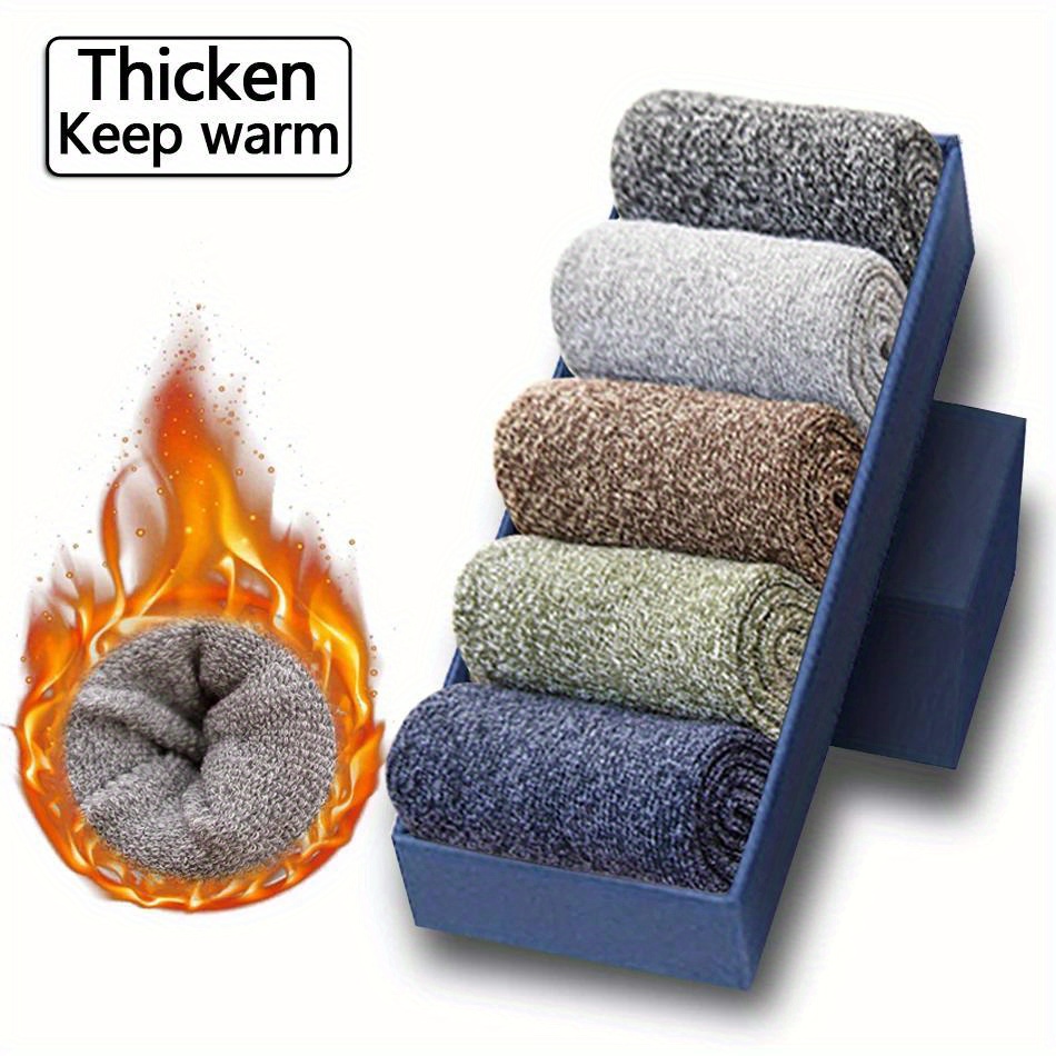 

5 Pairs Thicken Socks Men High Quality Towel Keep Warm Winter Socks Cotton Christmas Gift Socks For Man Thermal Size 38-45