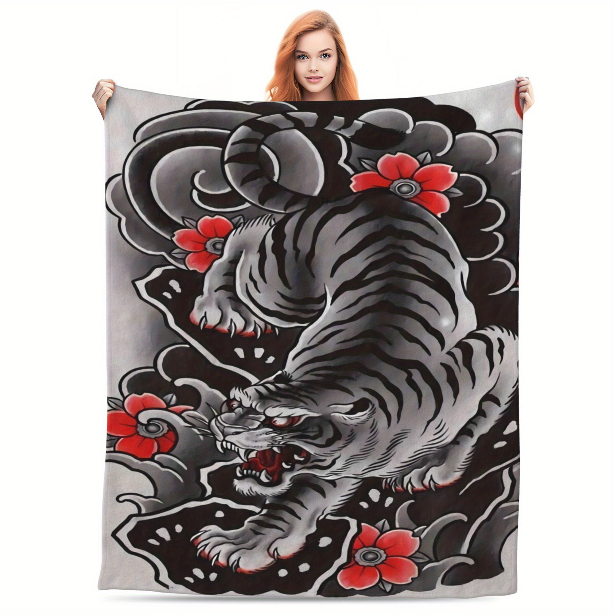 

Art Print Throw Blanket: Japanese , Warm And Versatile For Bed, Sofa, Or Camping - All Seasons, 250-300g, Digital Print, Polyester Fabric