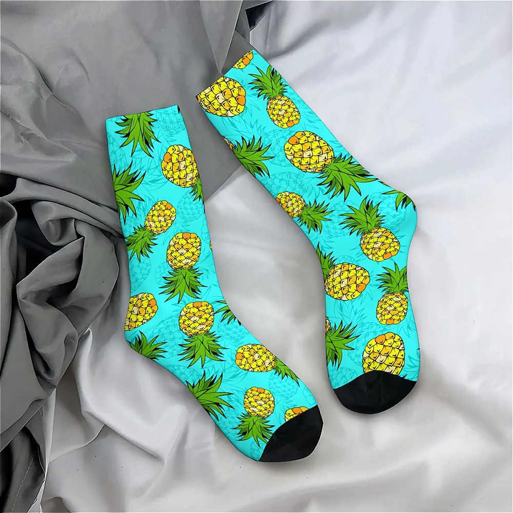 

Modèle 1 de chaussettes pour hommes à motif ananas, 1 paire, chaussettes respirantes et confortables pour , à pied, le basket-ball et le fitness en .