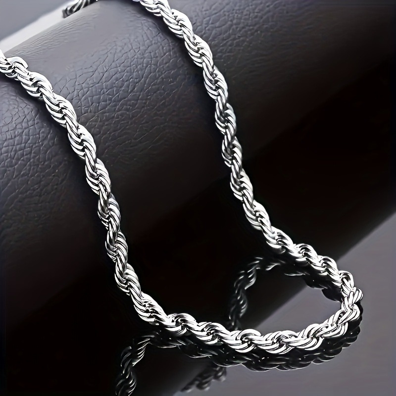 TEMU Fashionable Twisted 304 304 Stainless Chic Necklace - Durable, Hypoallergenic, Nickel Free Unisex Jewelry Accessory - Punk Style, -garde,